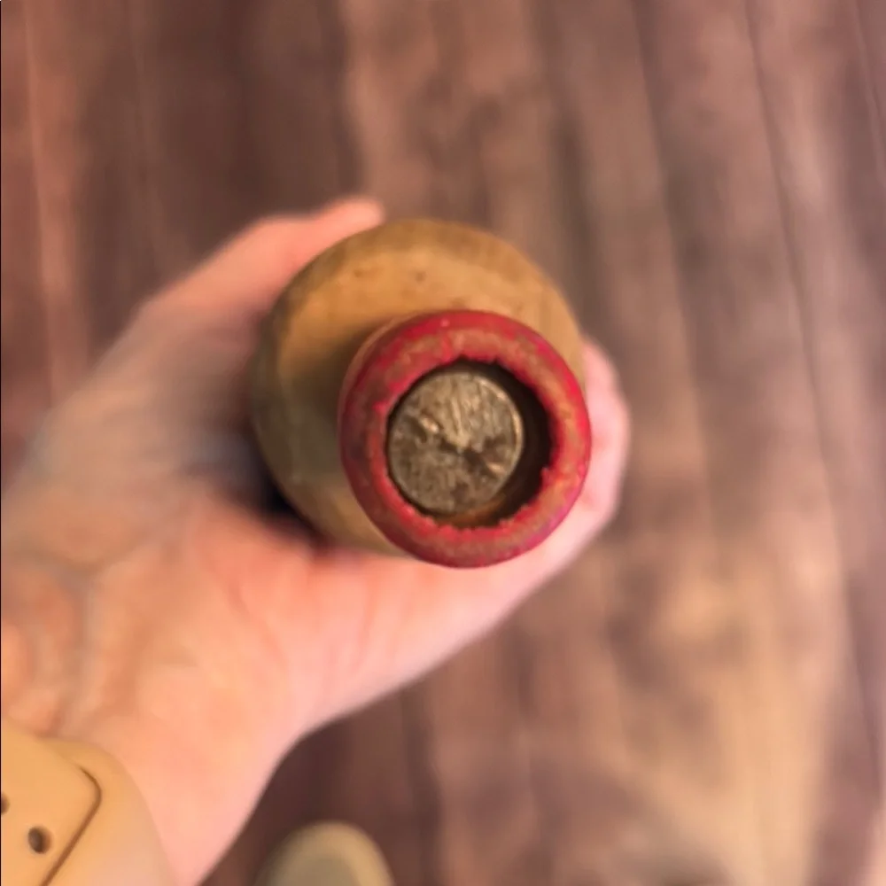 Vintage Wooden Rolling Pin with Red Handles